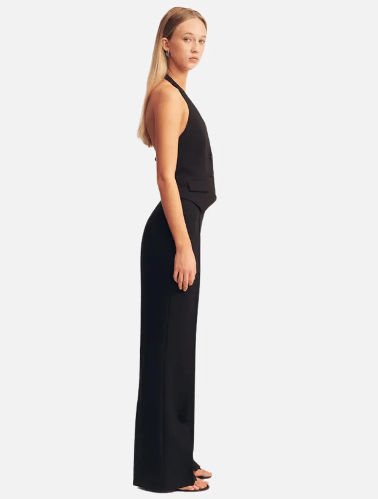 Irena Pintuck Straight Leg Pant - Black