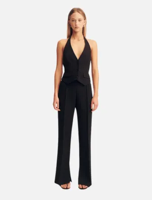 Irena Pintuck Straight Leg Pant - Black