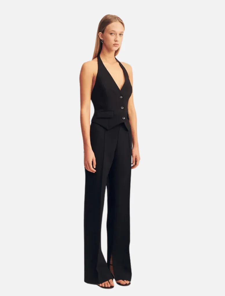 Irena Pintuck Straight Leg Pant - Black