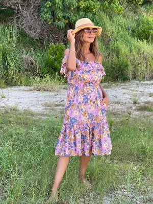 Isla Ruffle Midi Dress - Retro Floral