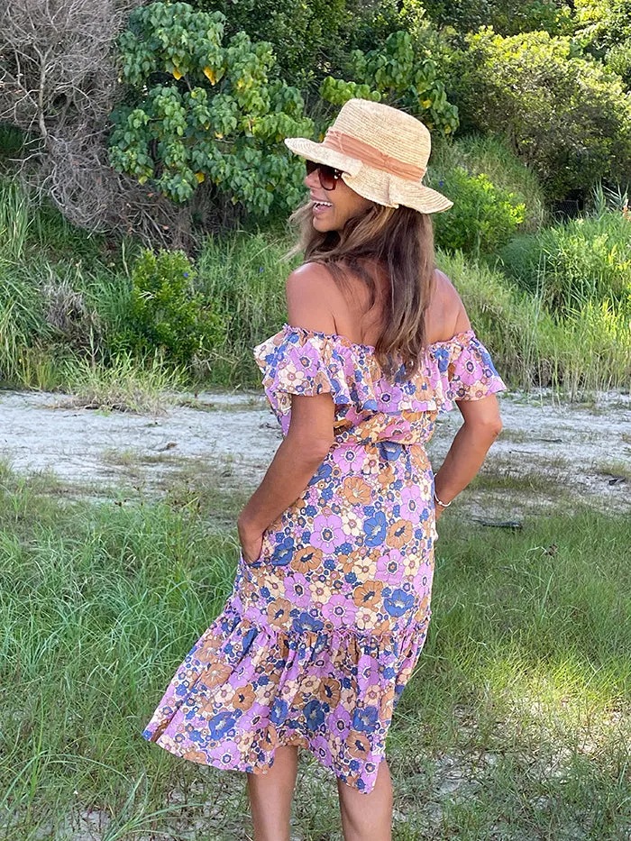Isla Ruffle Midi Dress - Retro Floral