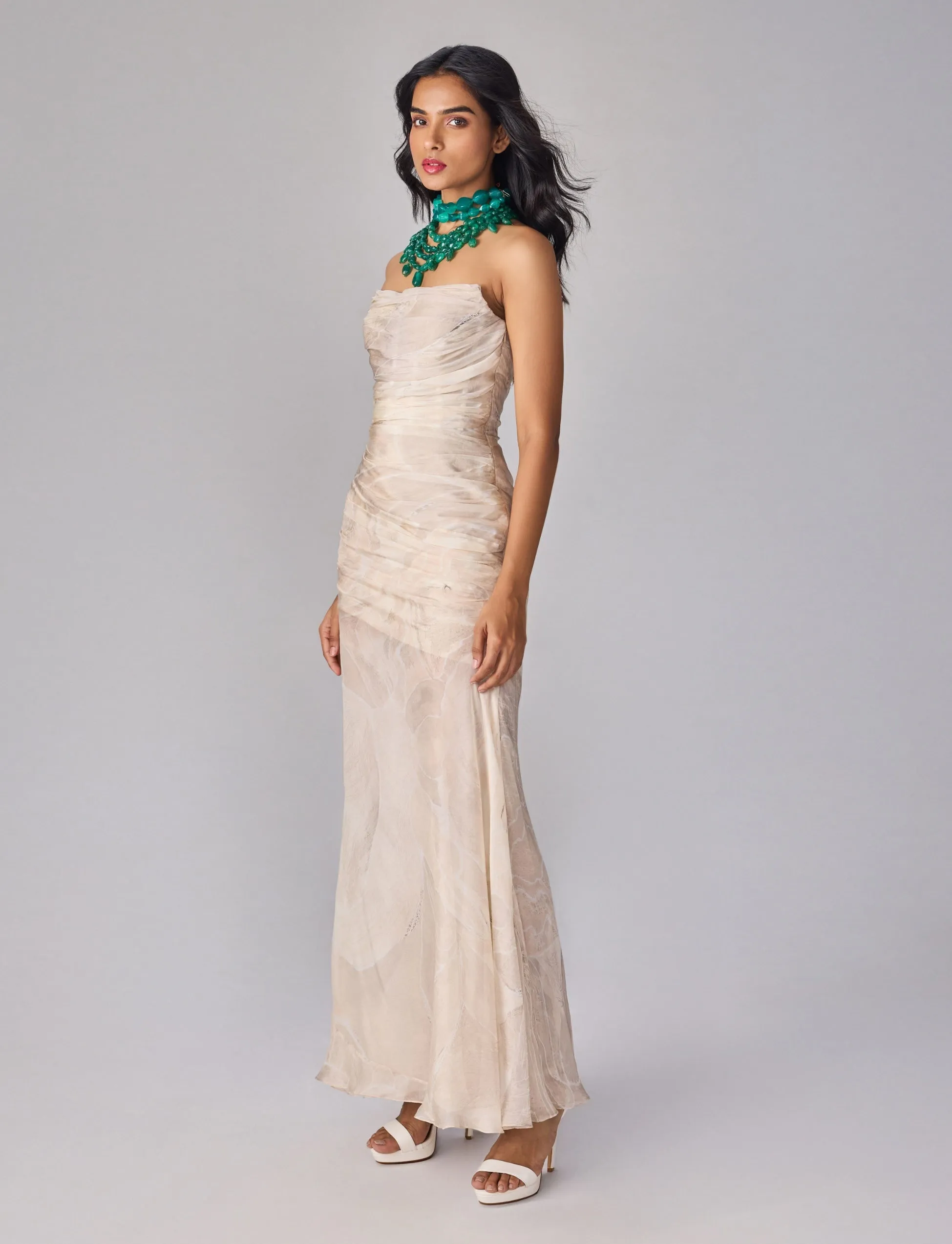 Ivory floral printed grace dress