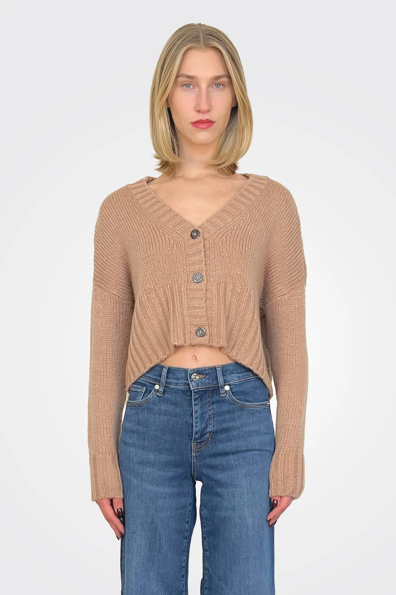 Jac Cropped Knit Cardigan - Latte