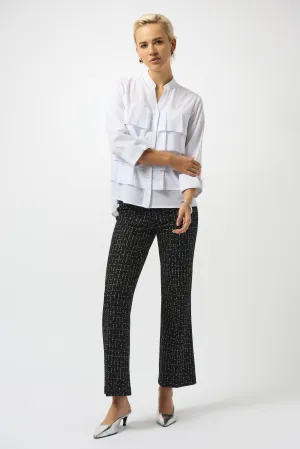 JACQUARD CHECKERED PRINT FLARED PANTS