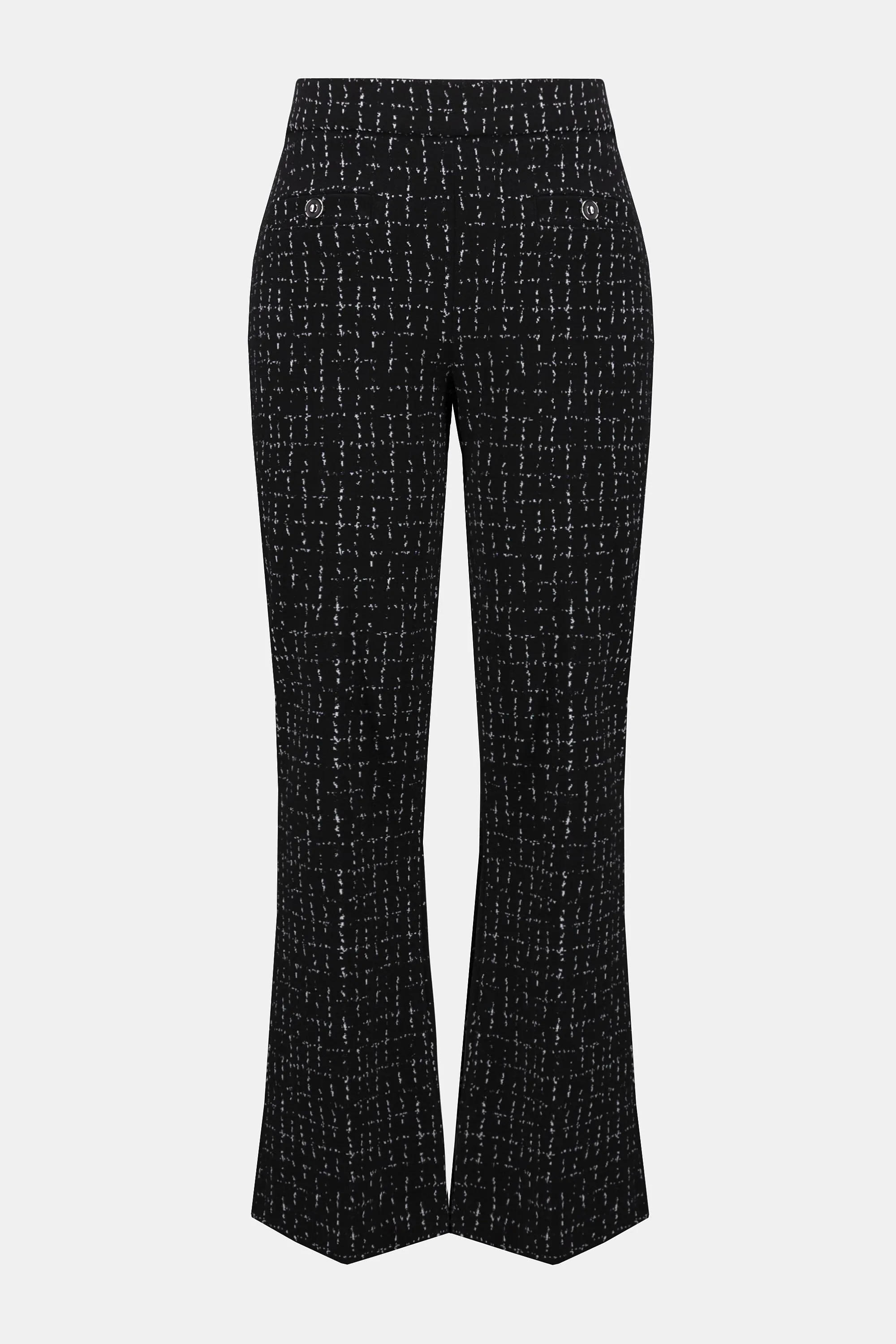 JACQUARD CHECKERED PRINT FLARED PANTS