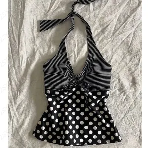 JazzHer Aesthetic Crop Top 2000s Women T shirt Kawaii Harajuku Slim Caims Sling Punk Streetwear Polka Dot Vintage Graphic Tank Tops Y2k