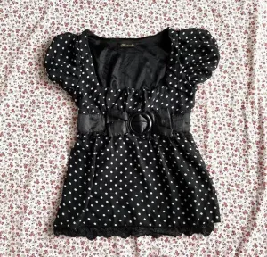 JazzHer Aesthetic Crop Top Women Clothes Polka Dot T shirts Harajuku Short sleeve Lace Casual 2000s Graphic Tees Femme Kawaii Korea Tops