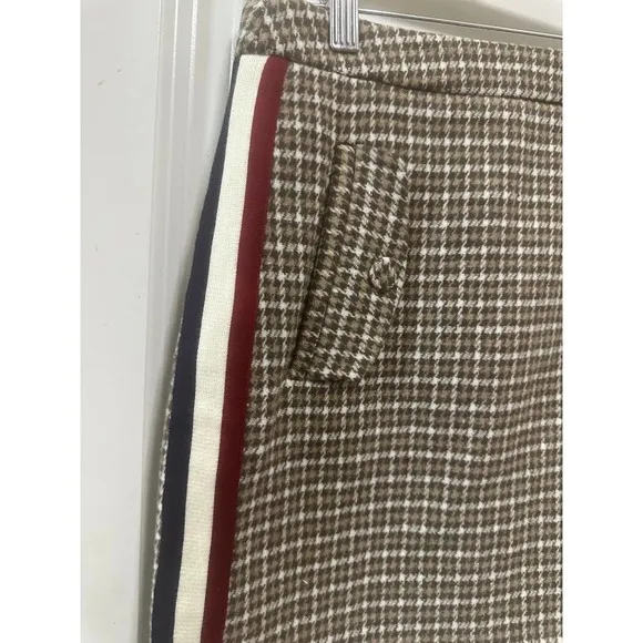 JOA Checkered Brown And White Asymmetrical Tiered Mini Skirt - size XS NWT