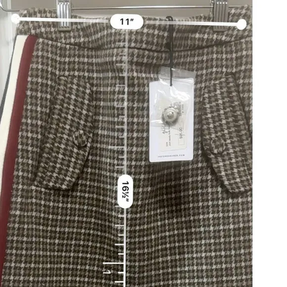 JOA Checkered Brown And White Asymmetrical Tiered Mini Skirt - size XS NWT