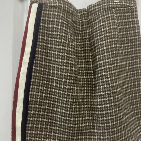 JOA Checkered Brown And White Asymmetrical Tiered Mini Skirt - size XS NWT
