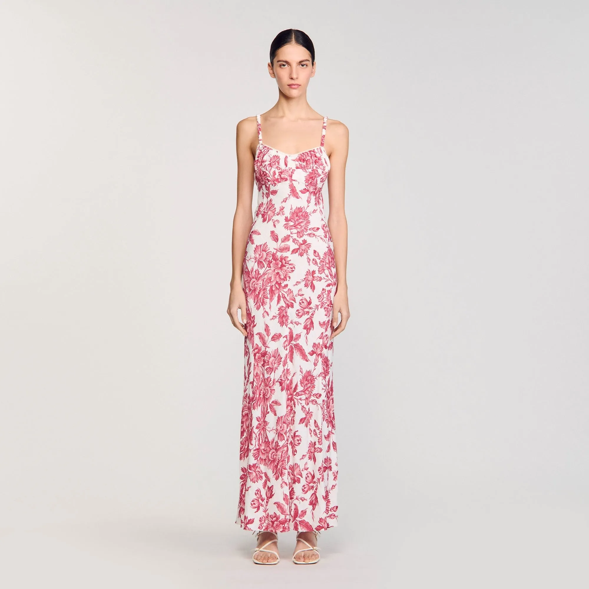 Joselle Floral Print Maxi Dress White / Red