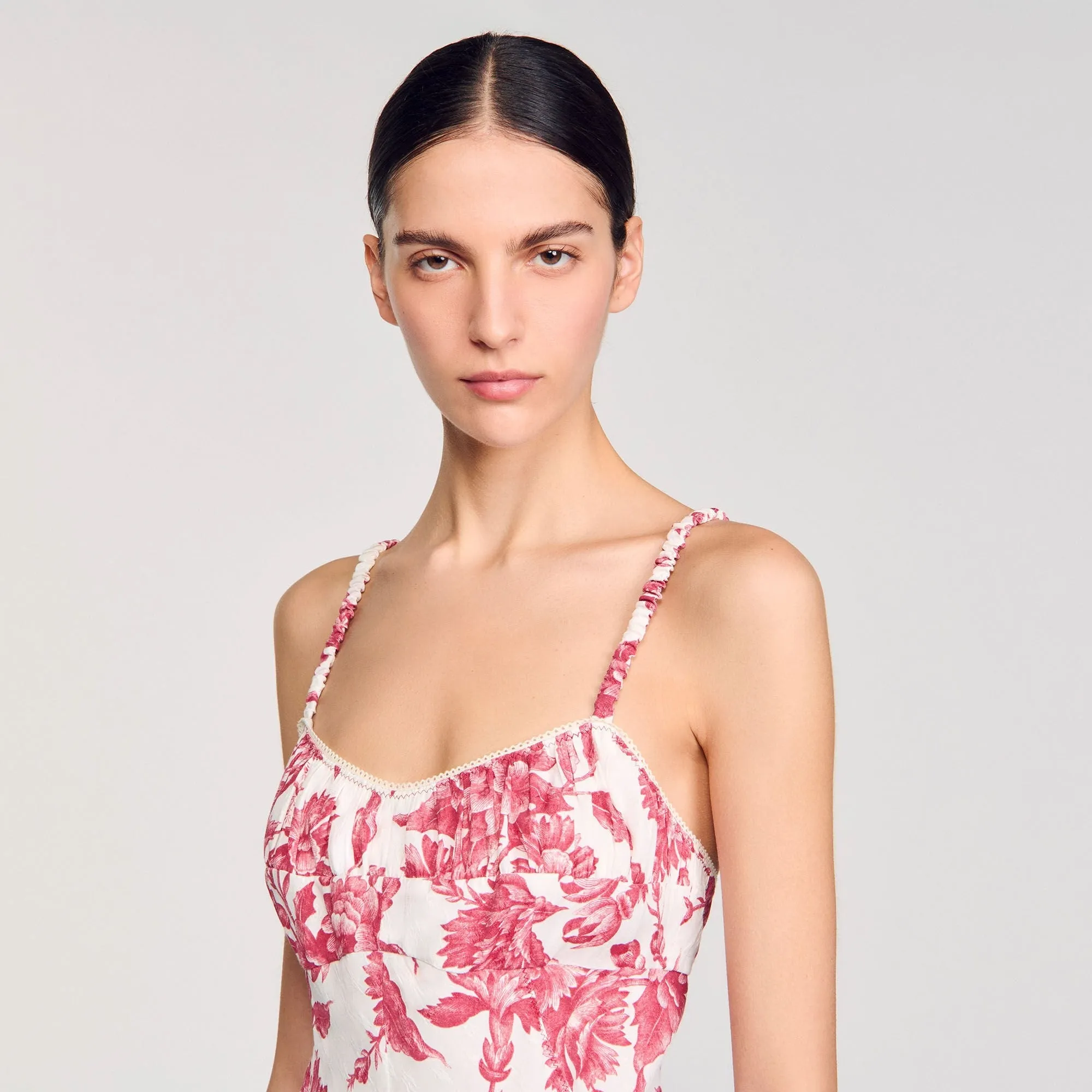Joselle Floral Print Maxi Dress White / Red