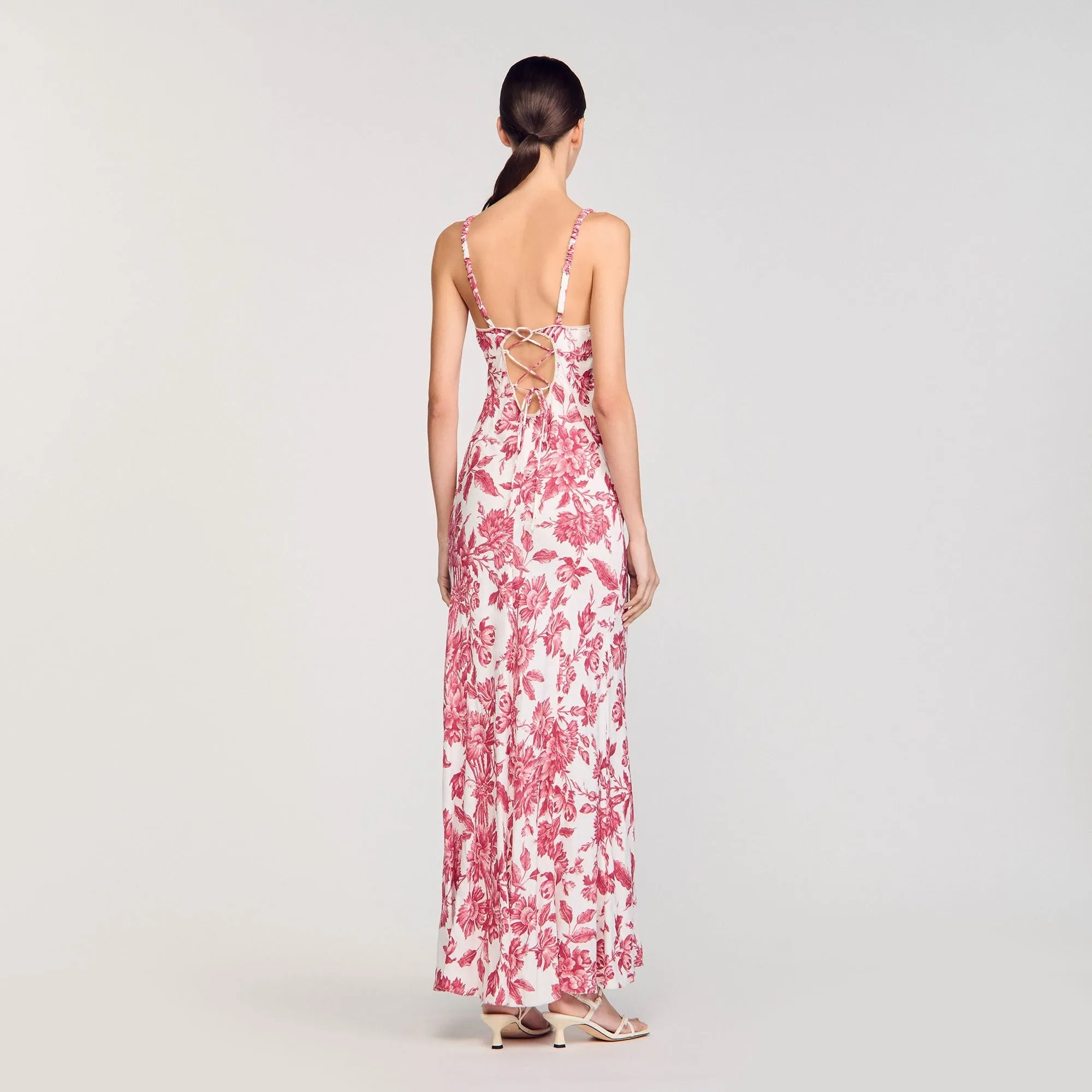 Joselle Floral Print Maxi Dress White / Red