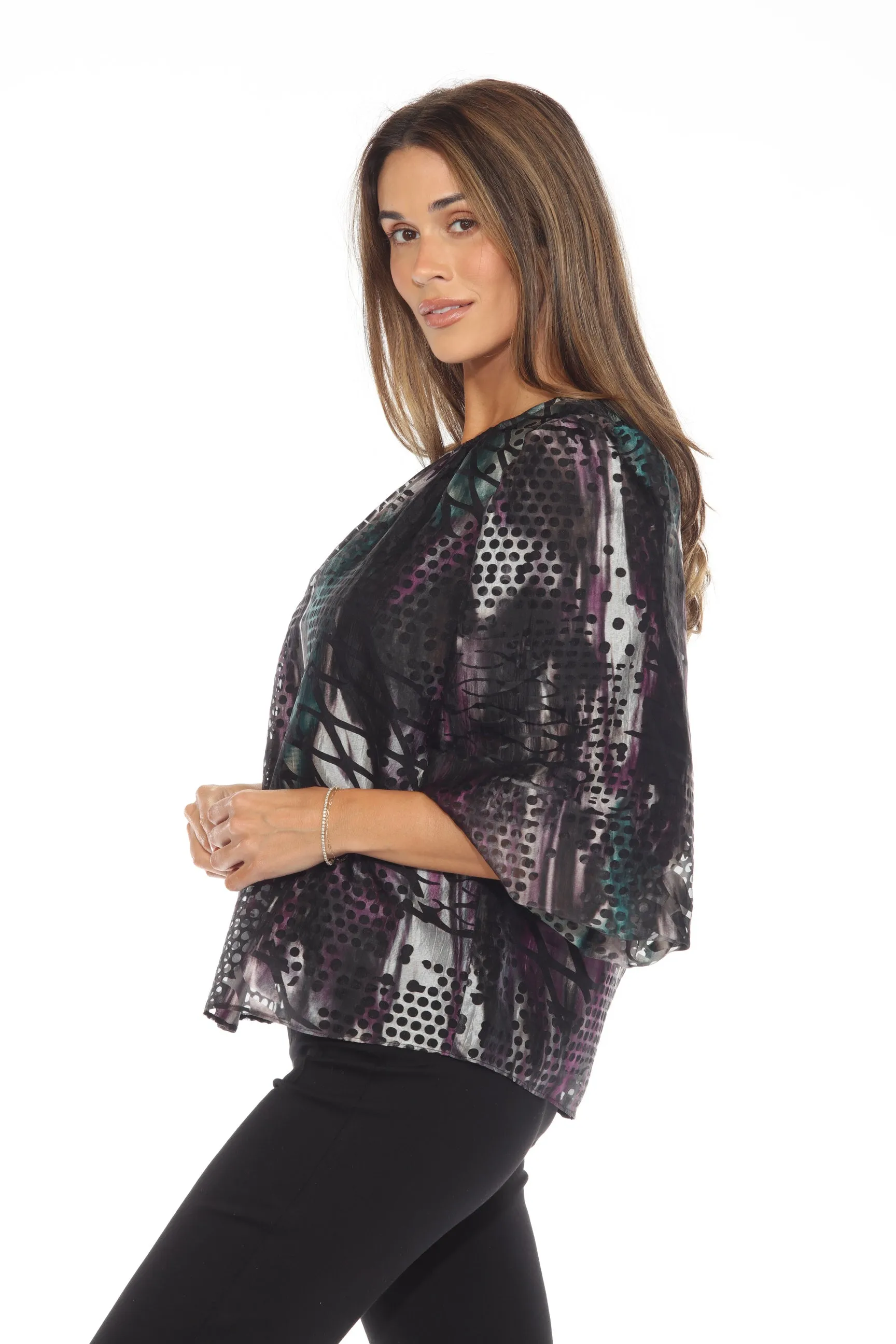 Joseph Ribkoff Multi Polka Dot 3/4 Sleeve Top 243151