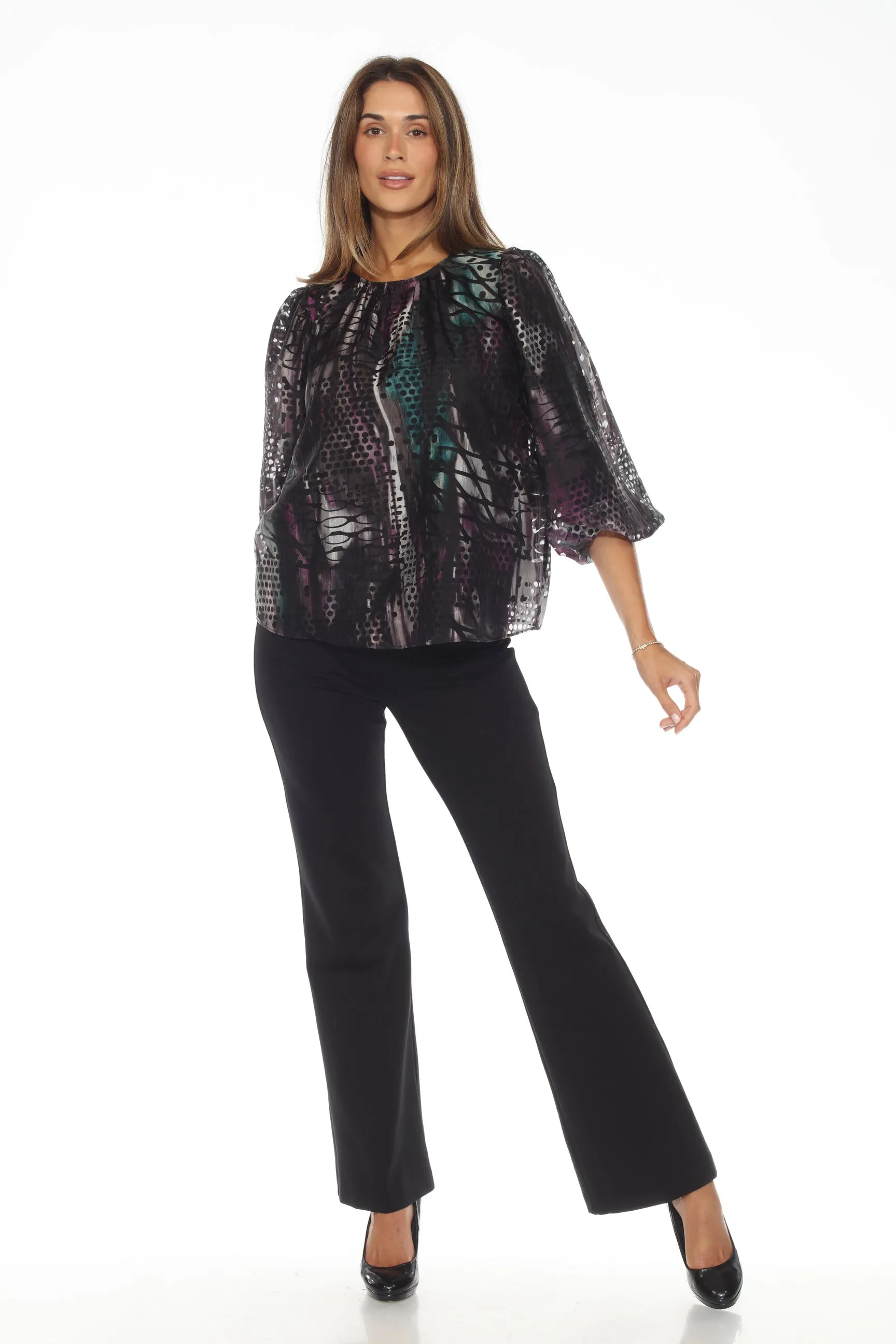 Joseph Ribkoff Multi Polka Dot 3/4 Sleeve Top 243151