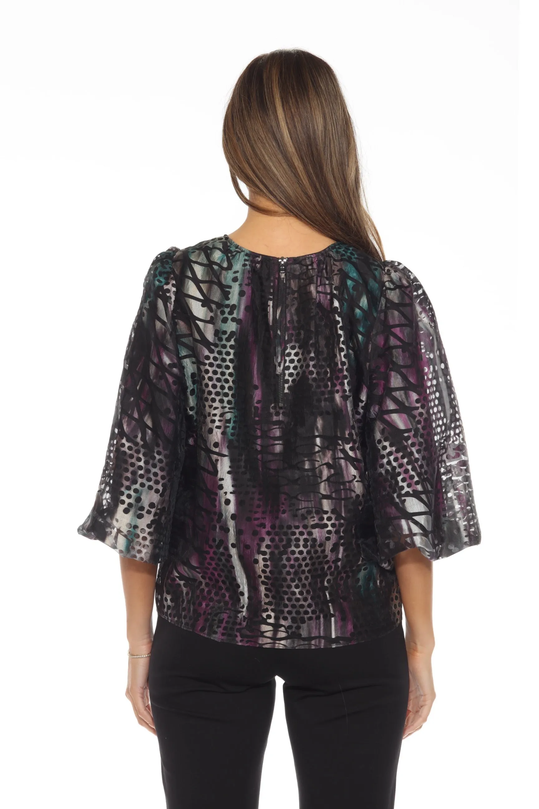 Joseph Ribkoff Multi Polka Dot 3/4 Sleeve Top 243151
