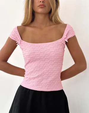 Kalisa Bow Top in Textured Pink