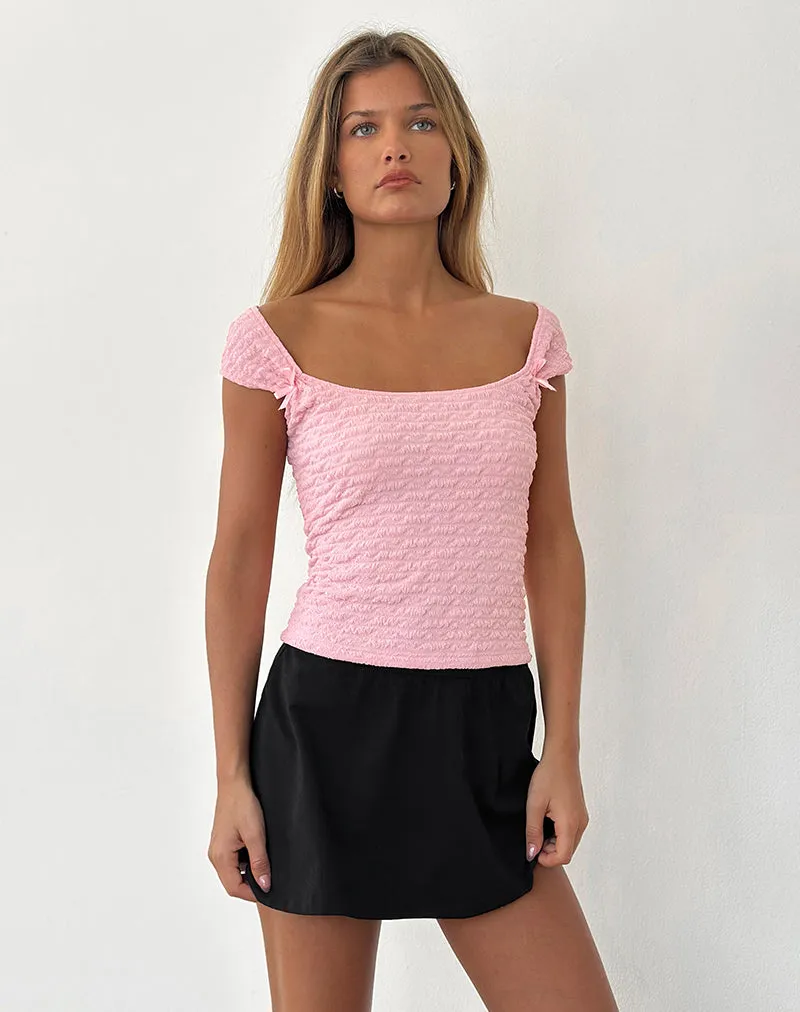 Kalisa Bow Top in Textured Pink
