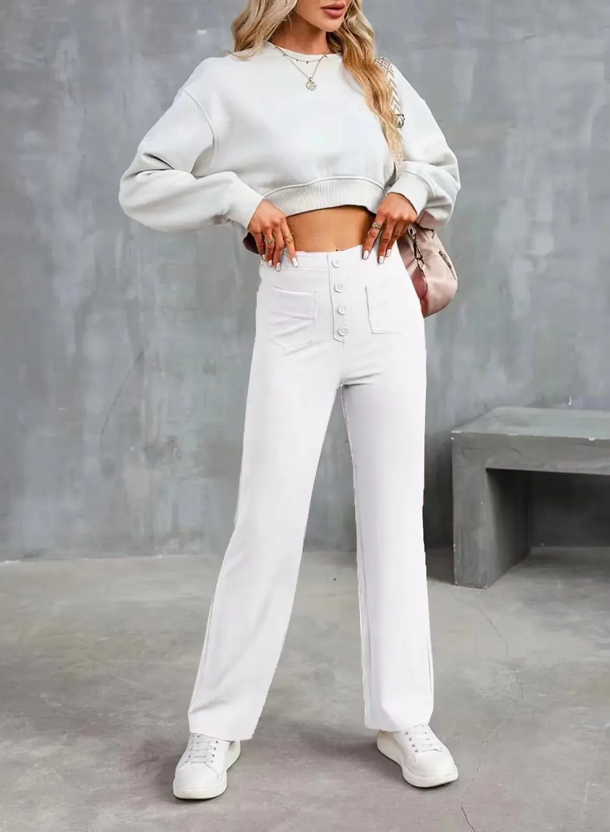 Kendall High-Waisted Button Front Wide Leg Pants