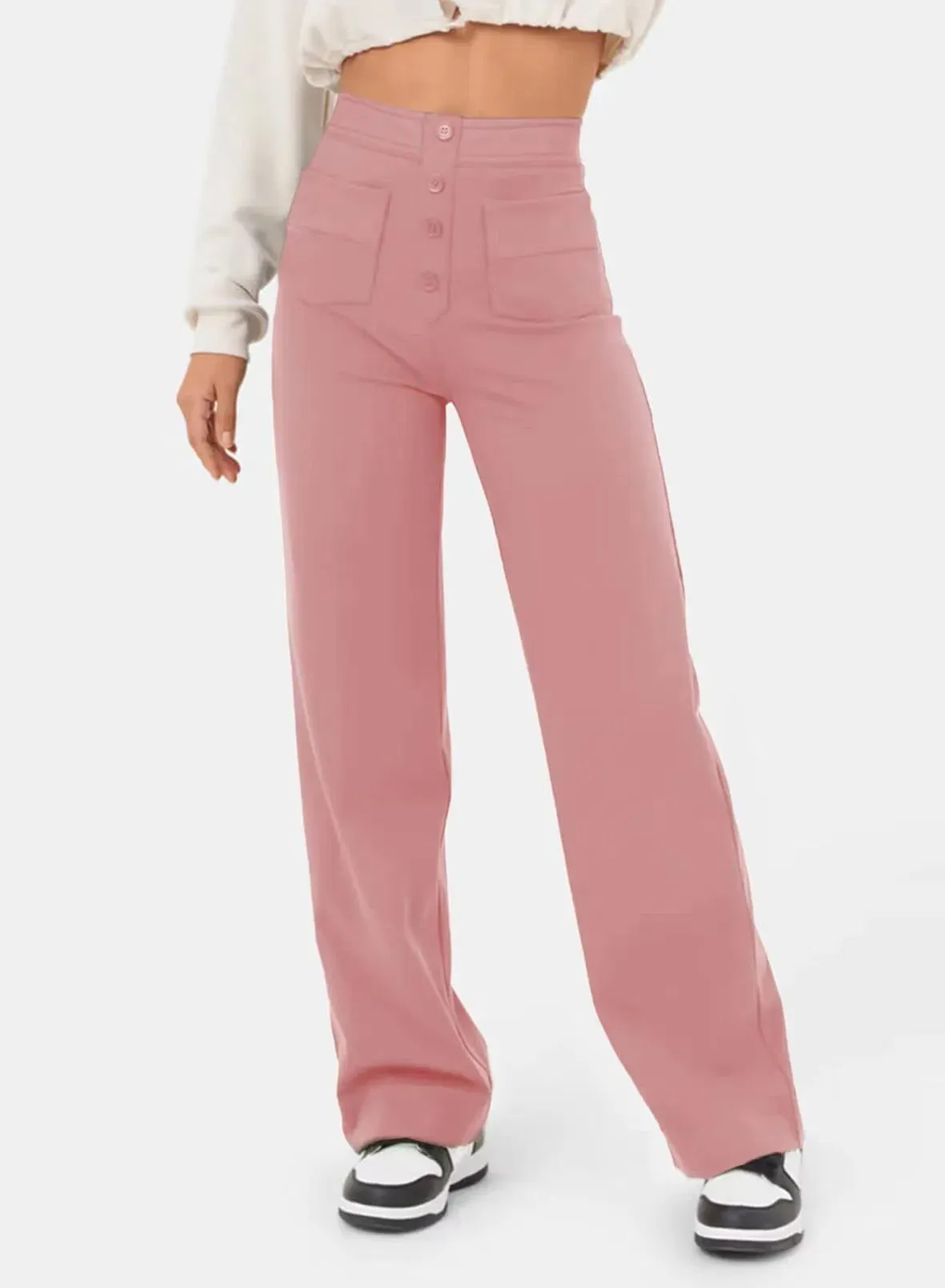 Kendall High-Waisted Button Front Wide Leg Pants