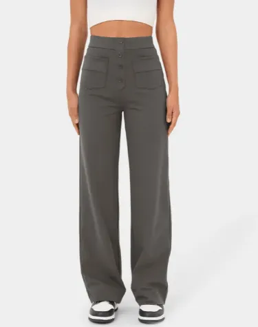 Kendall High-Waisted Button Front Wide Leg Pants