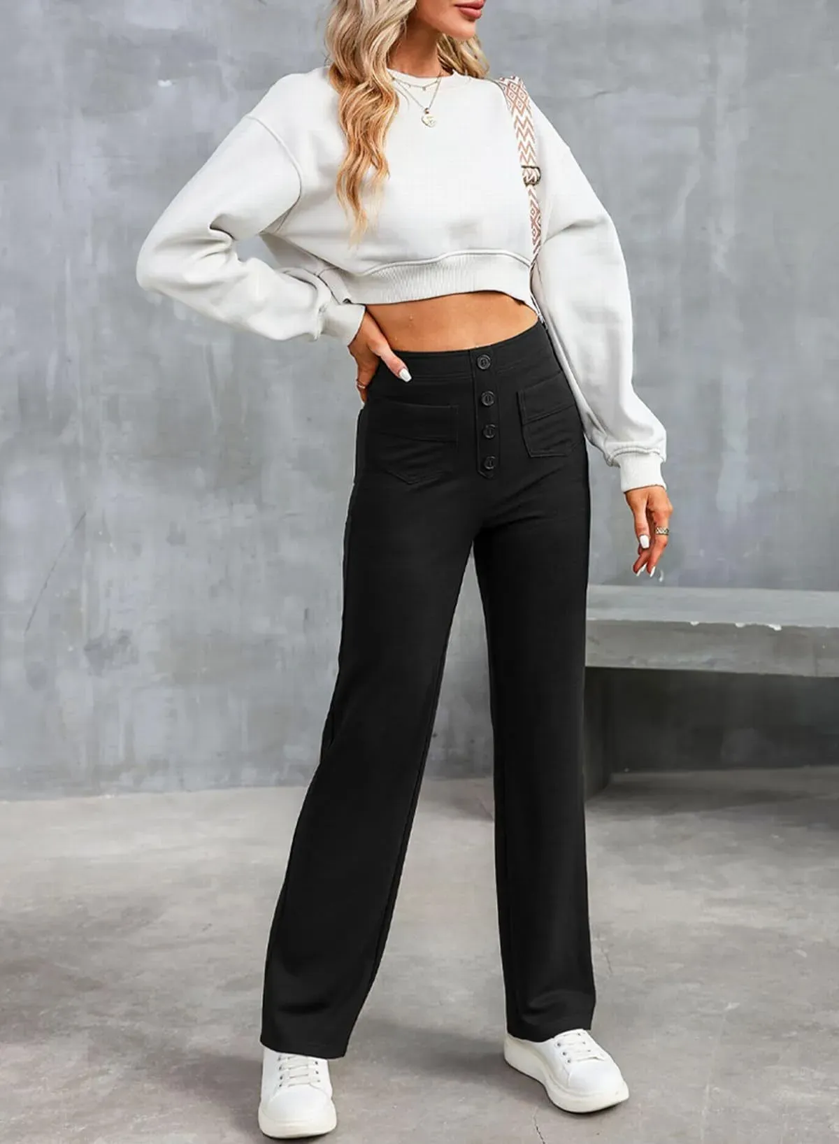 Kendall High-Waisted Button Front Wide Leg Pants