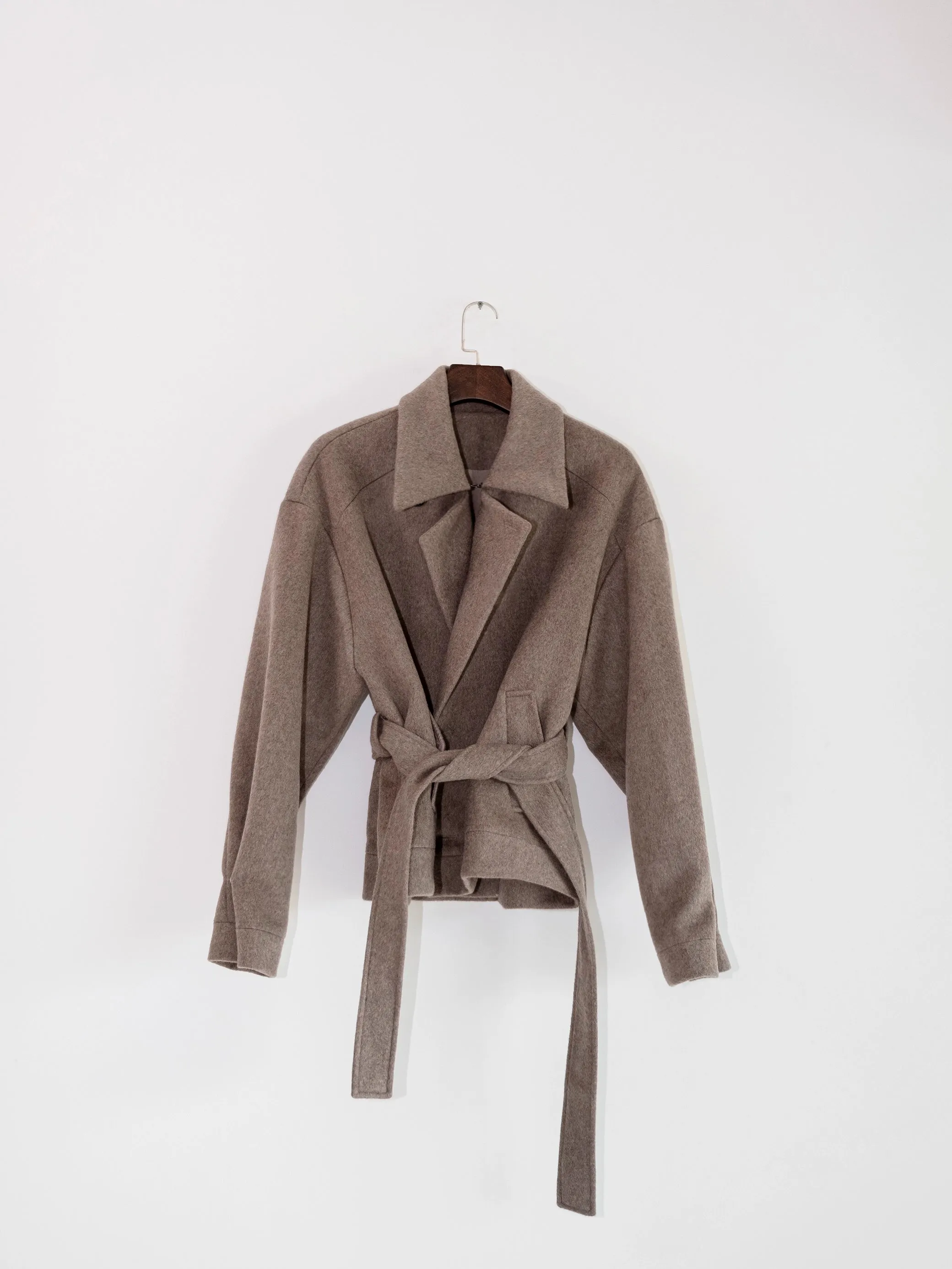 Khaki Wool Loose Short Trench Coat