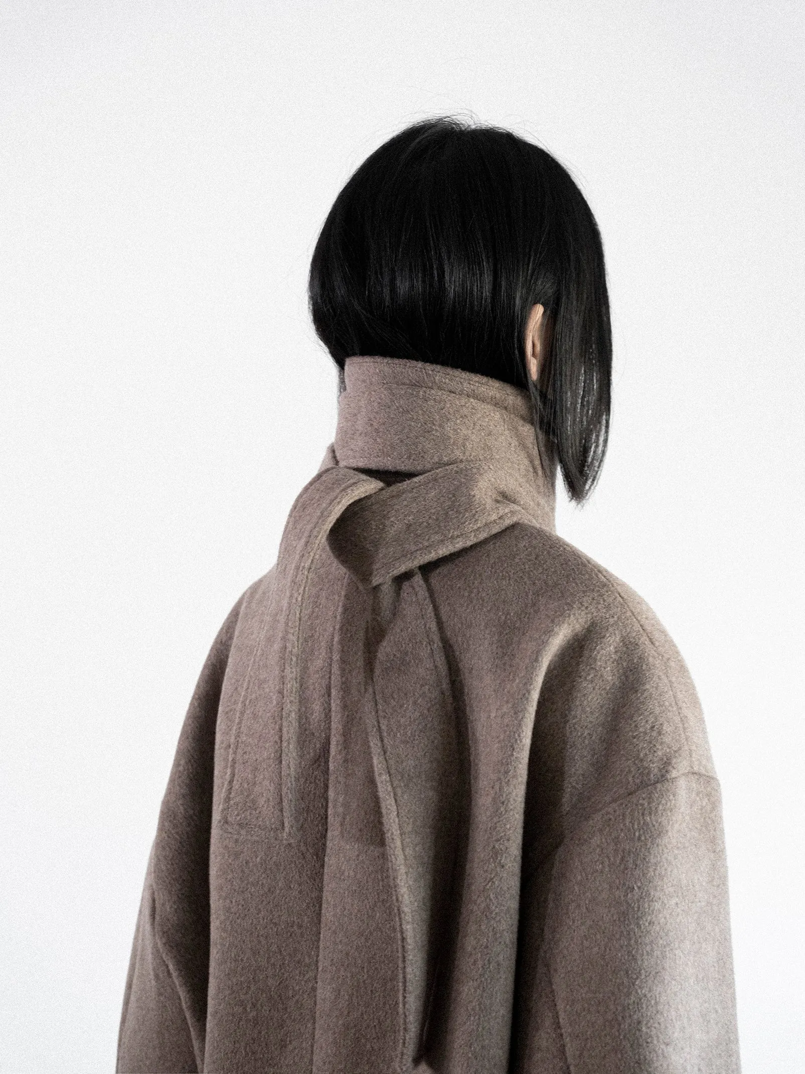 Khaki Wool Loose Short Trench Coat