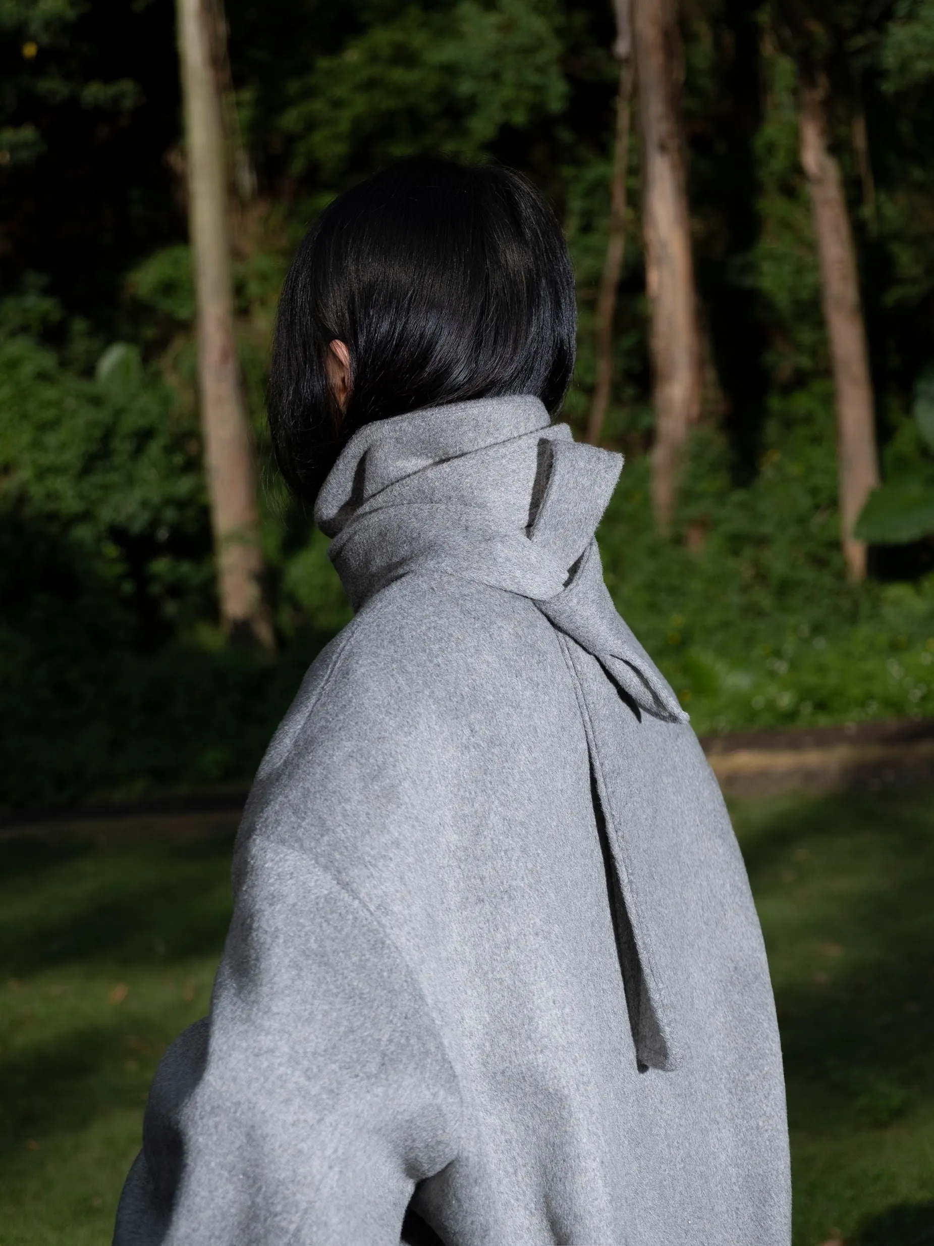 Khaki Wool Loose Short Trench Coat
