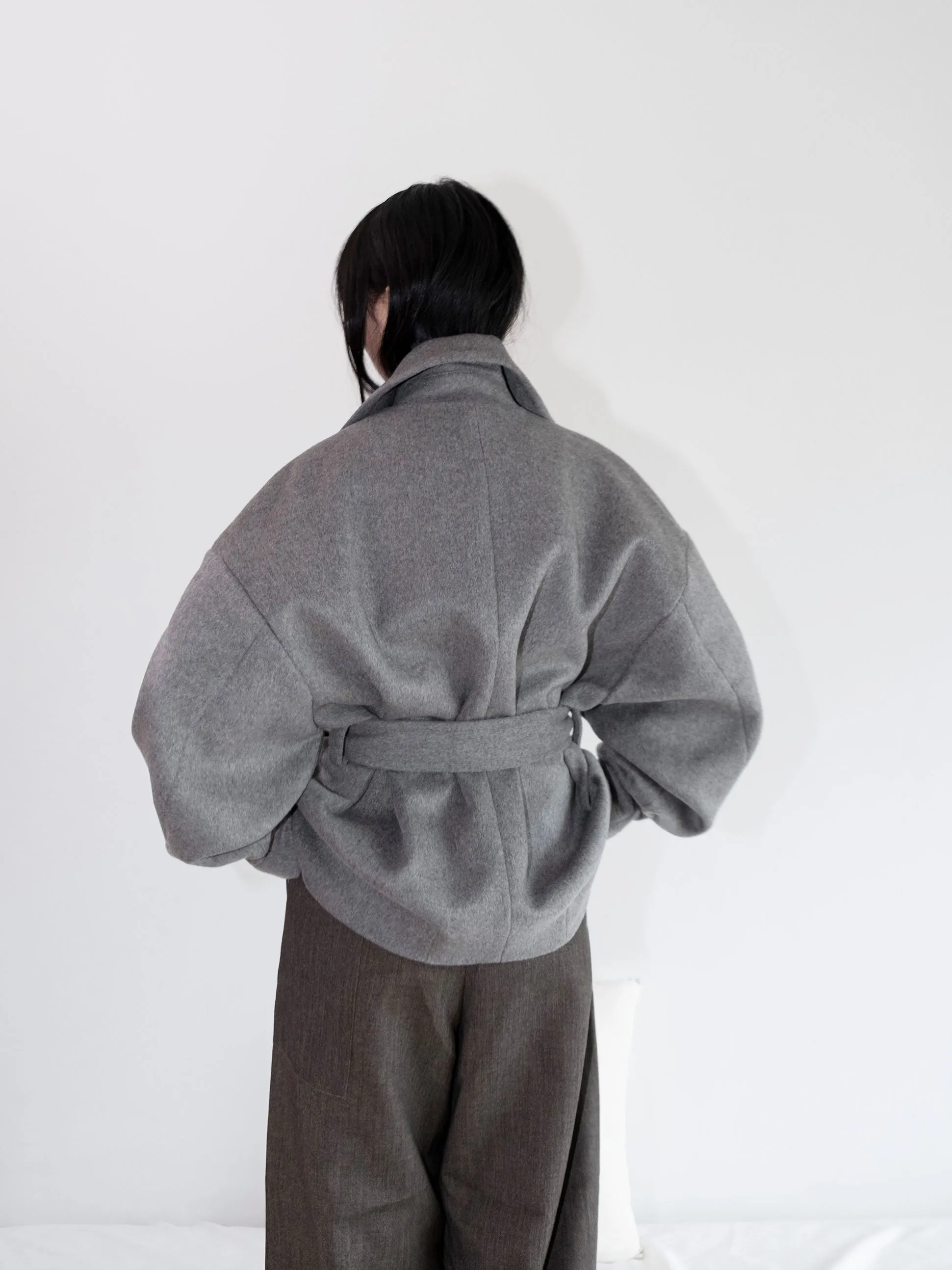 Khaki Wool Loose Short Trench Coat