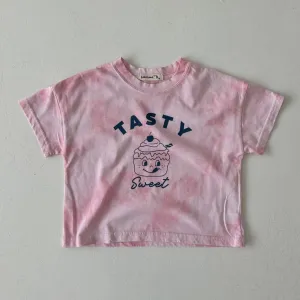 Kids Tie-Dye Cupcake Tee- Pink