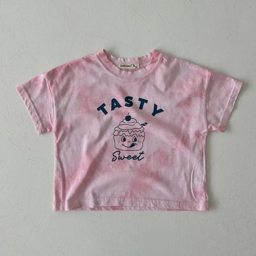 Kids Tie-Dye Cupcake Tee- Pink