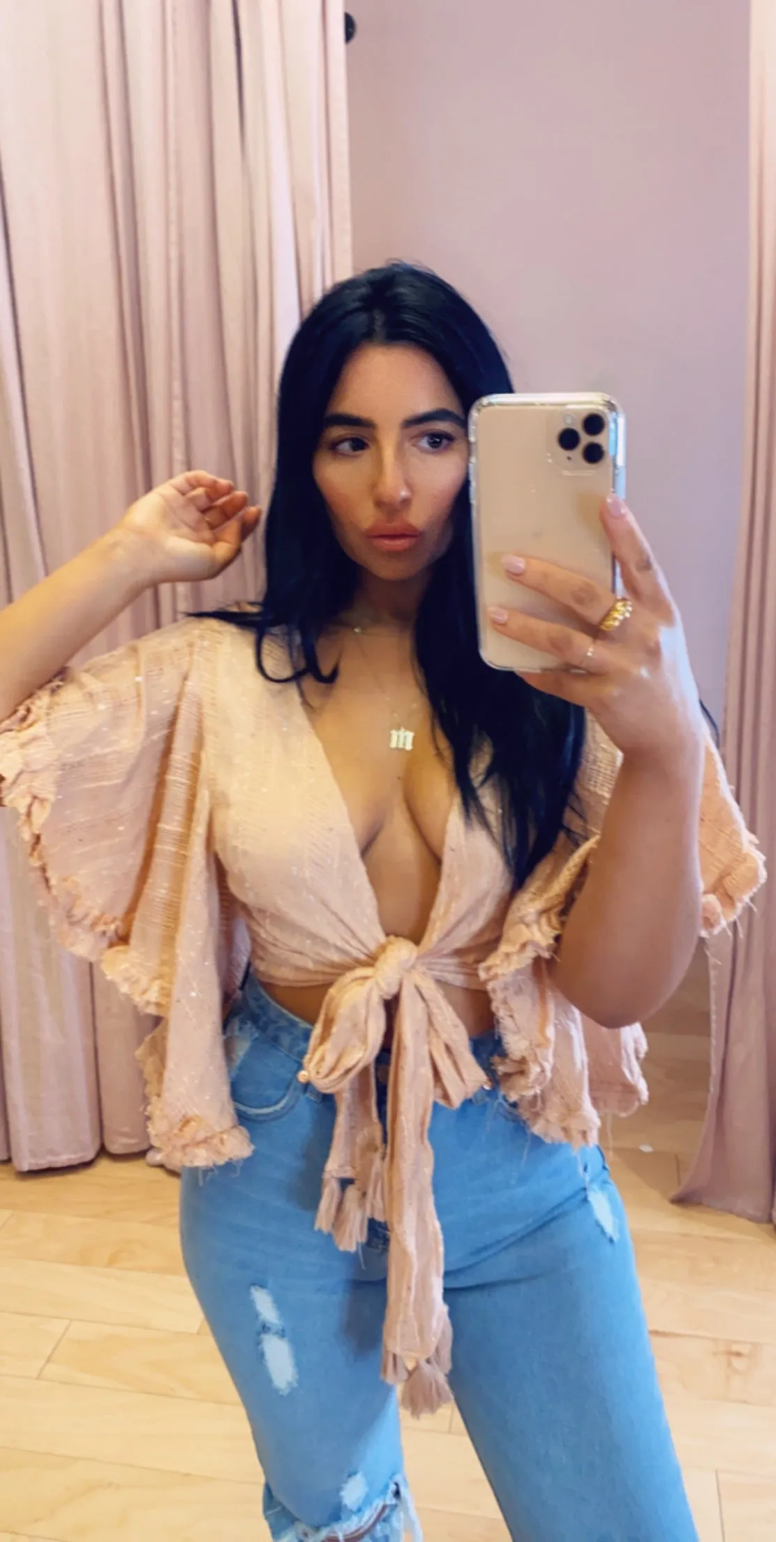 Kimono Tie Sequin Fray Crop Top