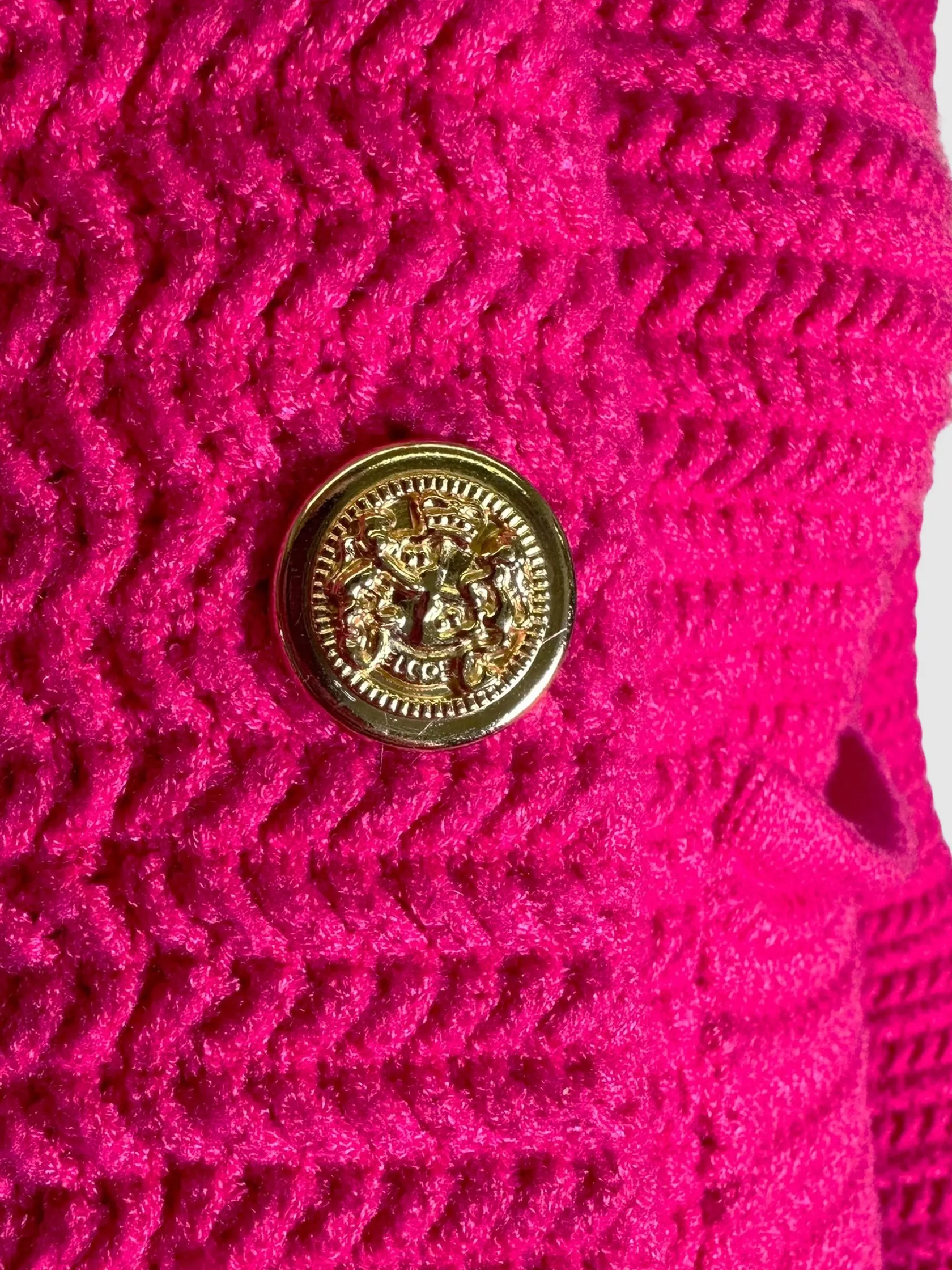 Knit Cropped Collared Cardigan - Size XS
