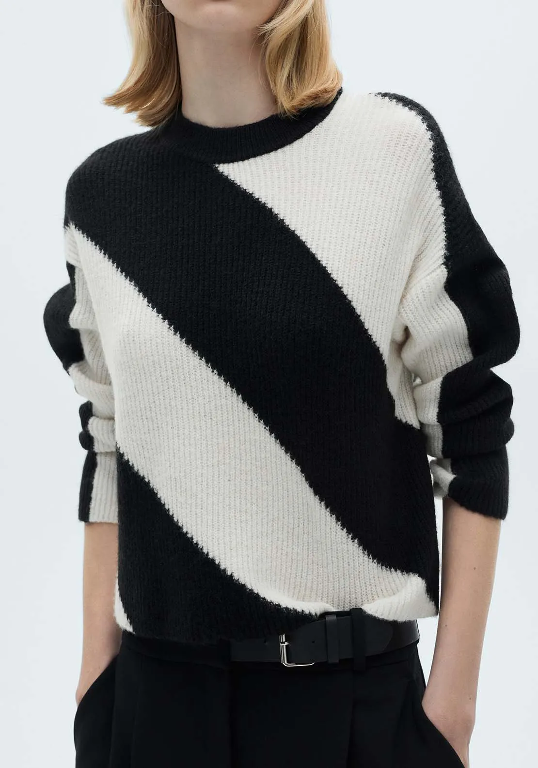 Knit striped sweater - Black