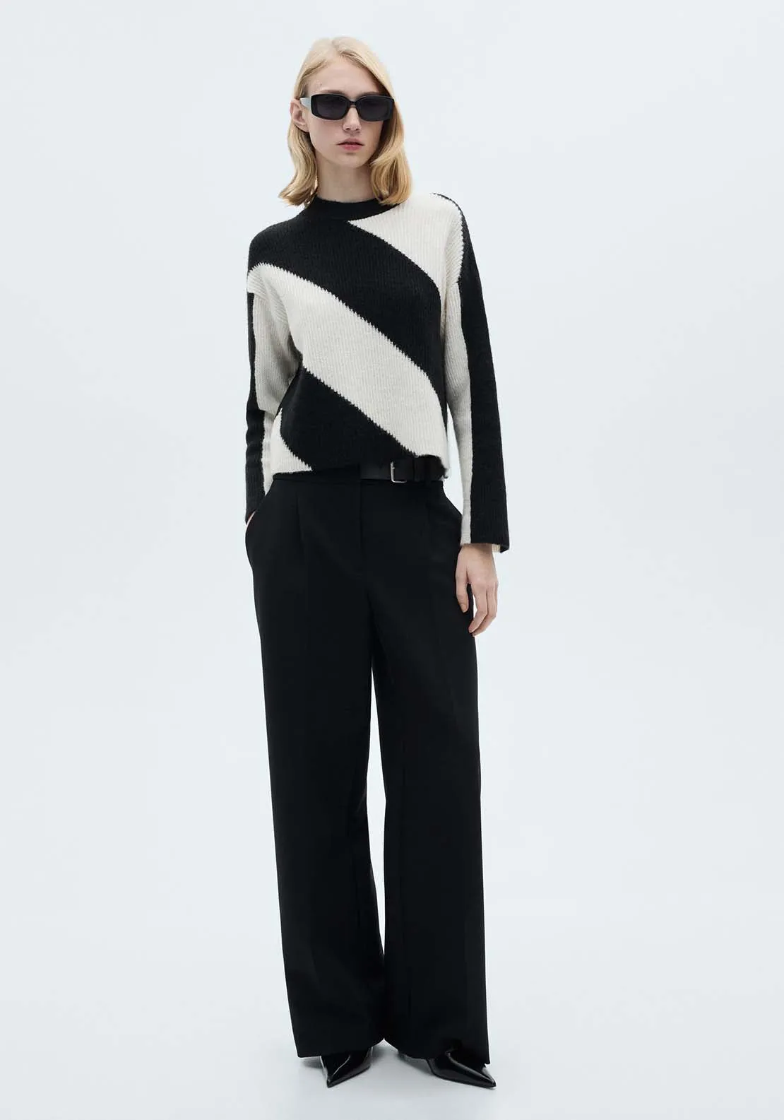 Knit striped sweater - Black