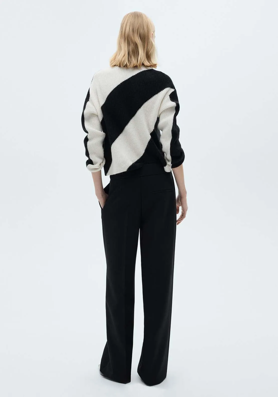 Knit striped sweater - Black