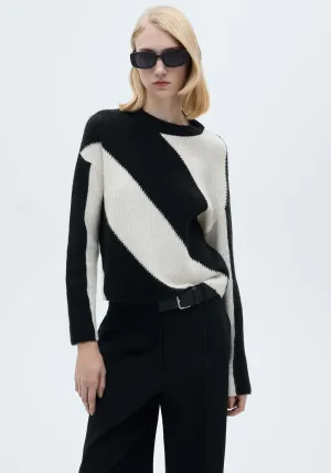 Knit striped sweater - Black