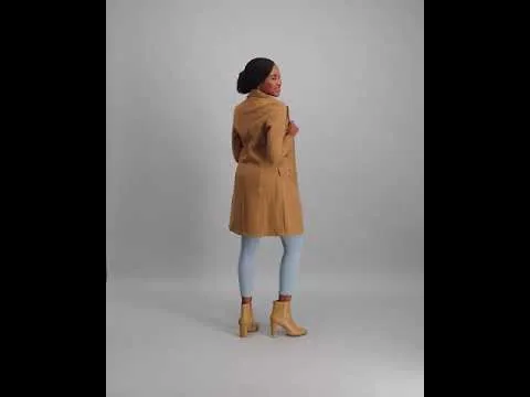 Ladies Buttoned Double Breasted Unlined Jacket - Caramel