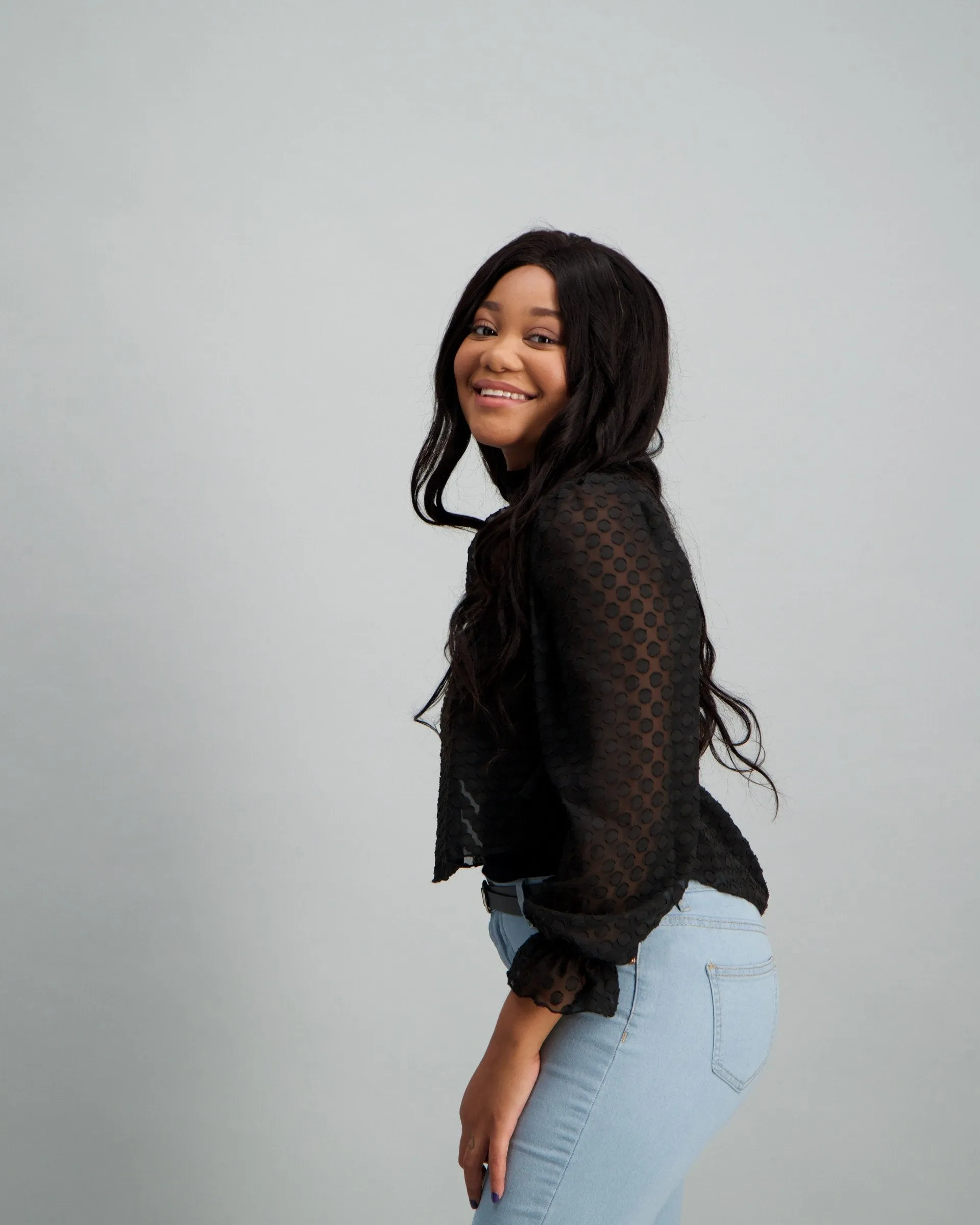 Ladies Dobby Chiffon Top - Black