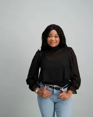 Ladies Dobby Chiffon Top - Black