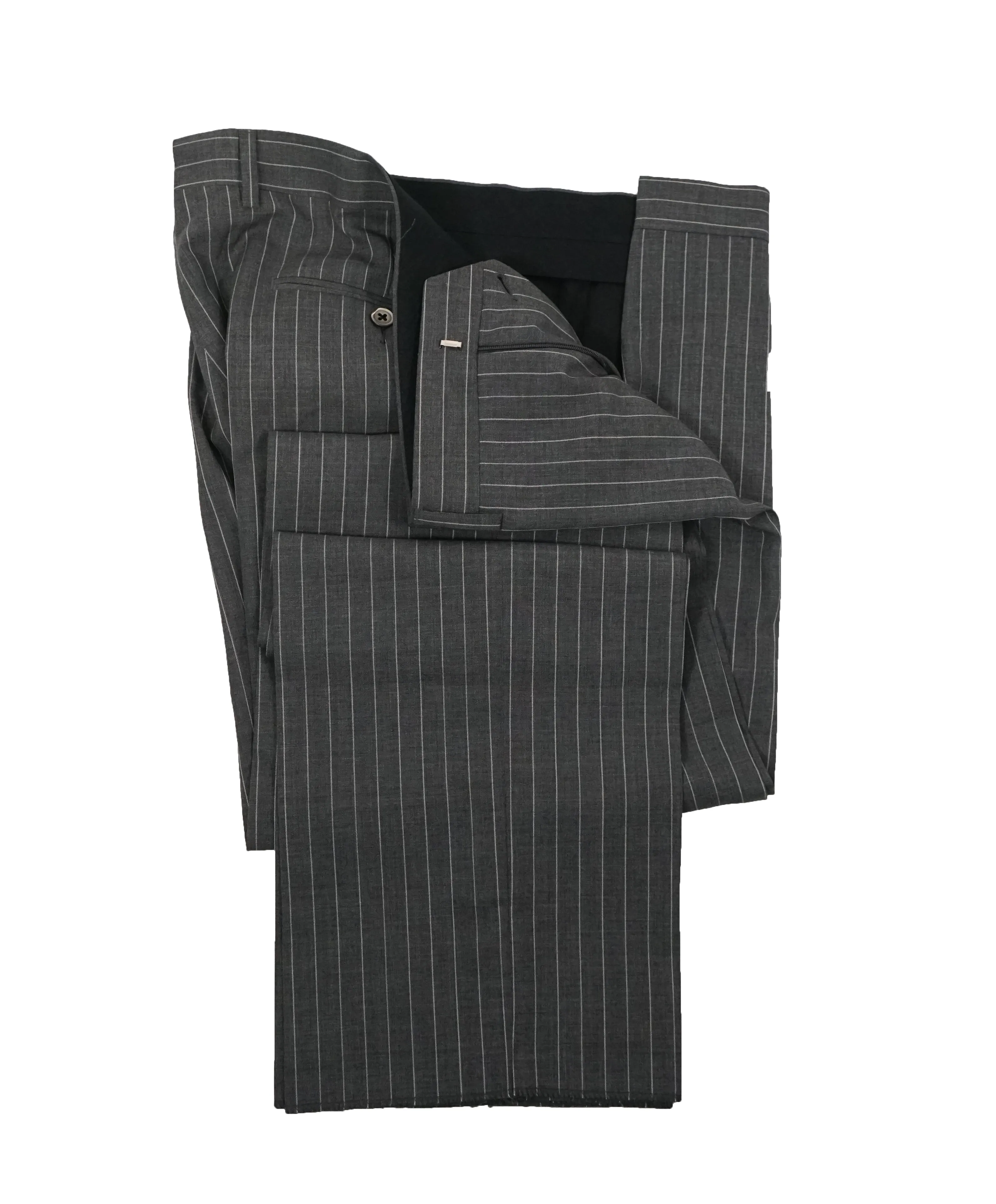 LARDINI - Wide Peak Lapel 1-Button Chalk Stripe Suit - 42R