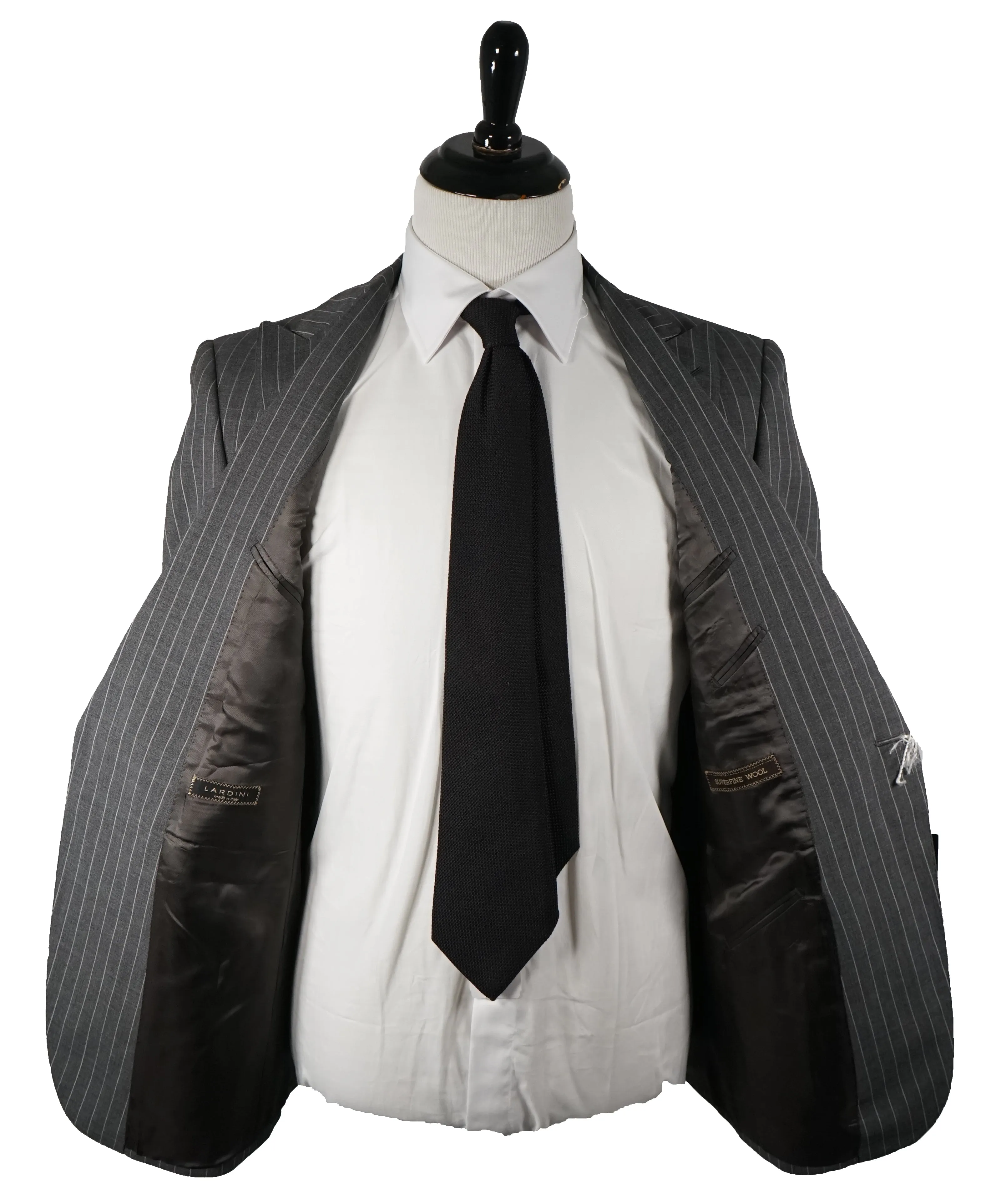 LARDINI - Wide Peak Lapel 1-Button Chalk Stripe Suit - 42R