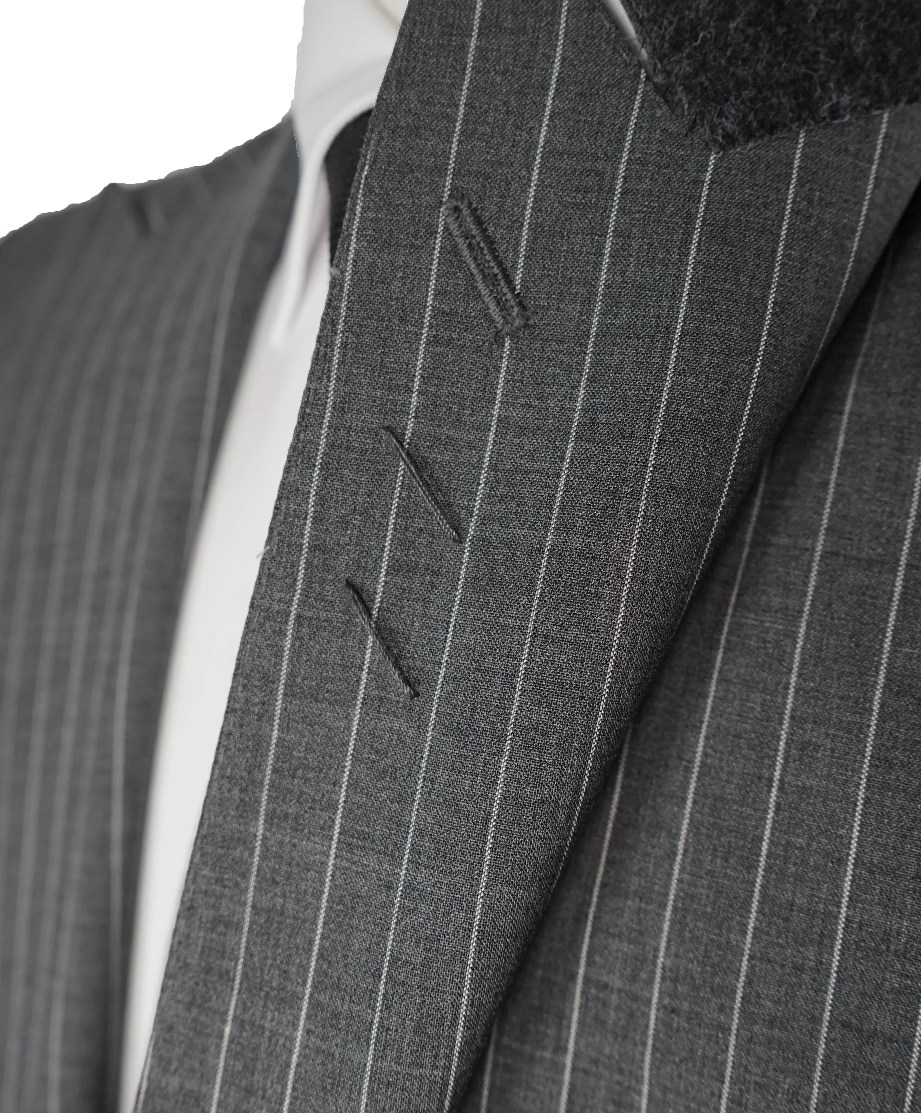 LARDINI - Wide Peak Lapel 1-Button Chalk Stripe Suit - 42R