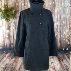 Larry Levine Double-Breasted Walker Coat, Charcoal - Large
