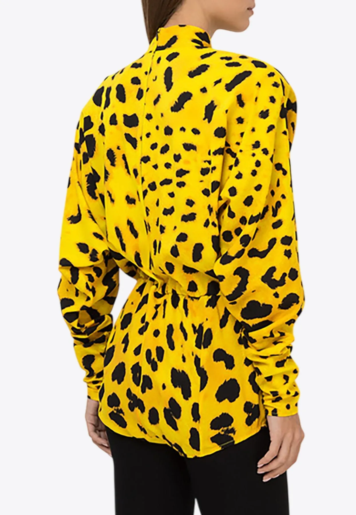 Leopard Print Silk Bodysuit