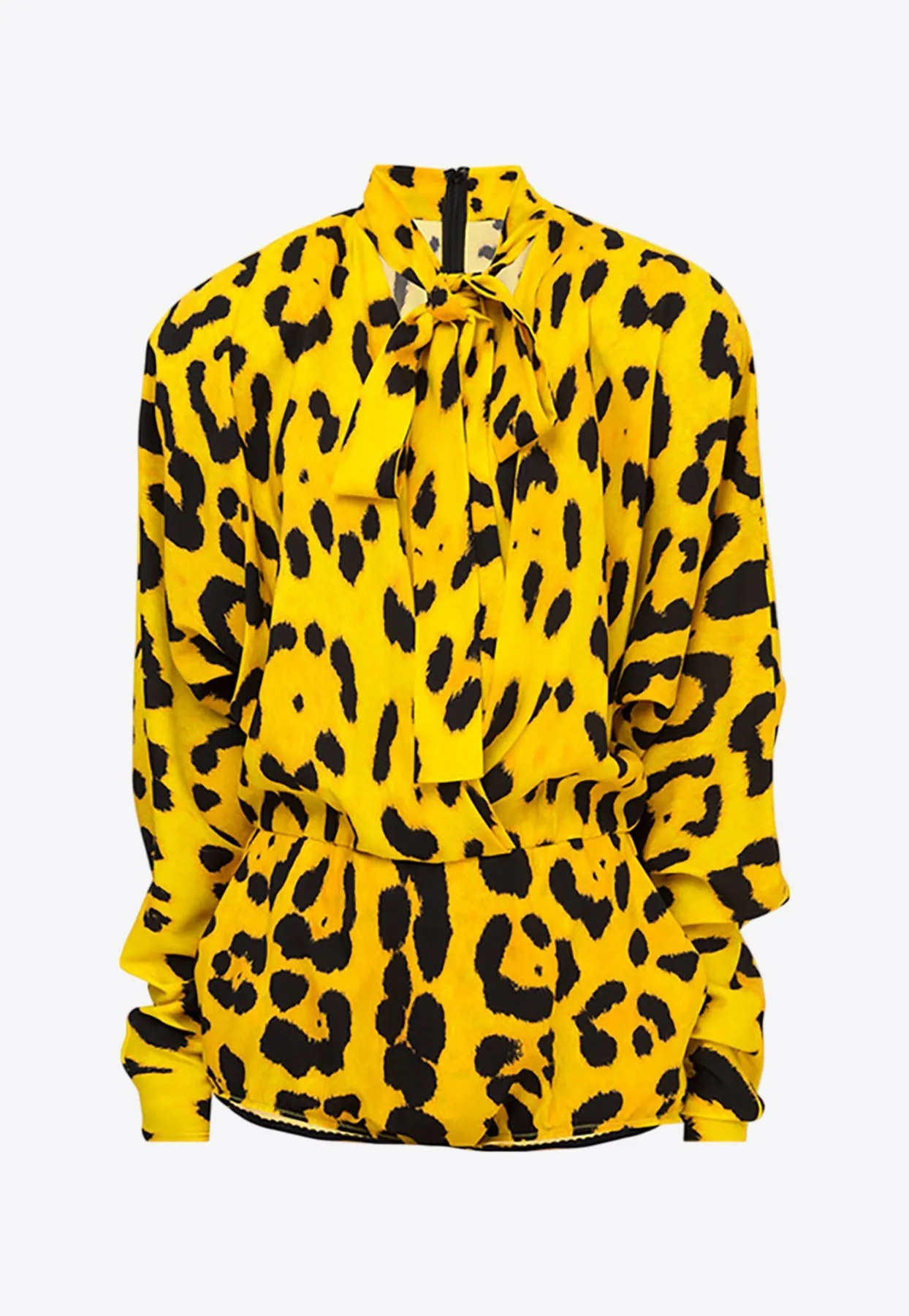 Leopard Print Silk Bodysuit