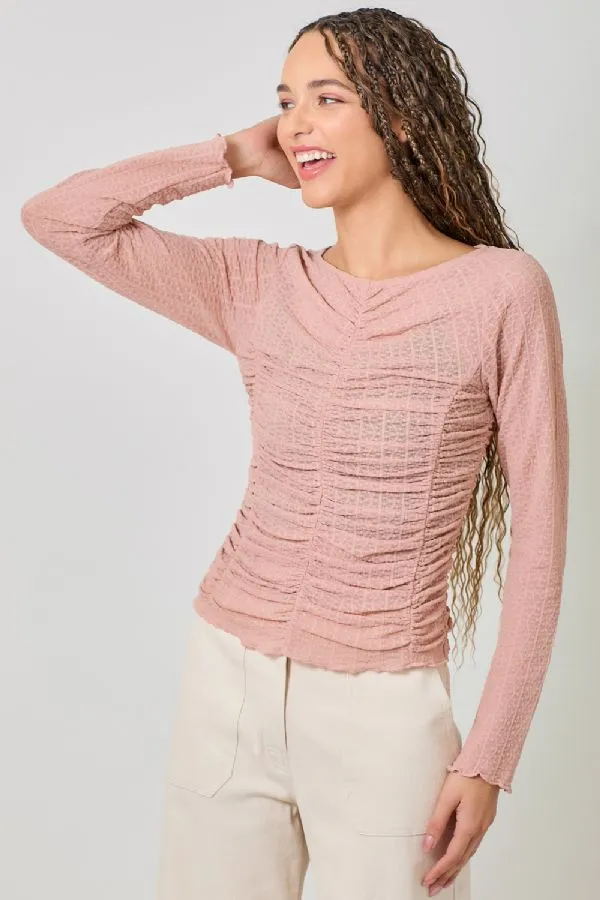 LETTUCE HEM MESH LAYERING TOP