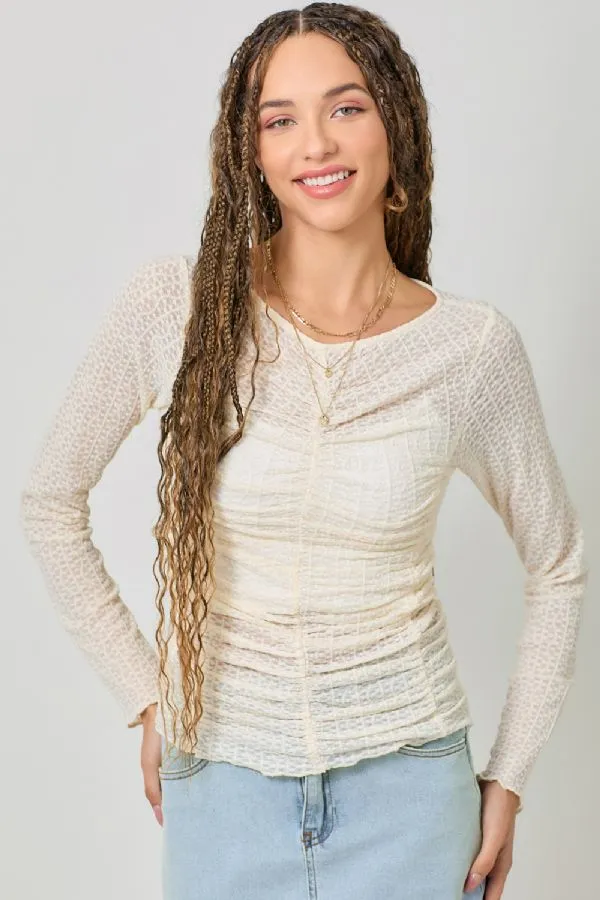 LETTUCE HEM MESH LAYERING TOP
