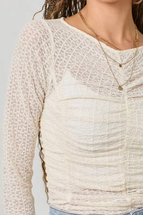 LETTUCE HEM MESH LAYERING TOP